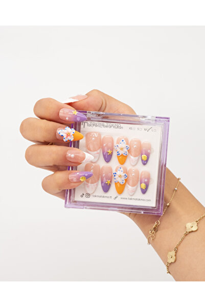 Takma Takma S Beden 10'lu Renkli Uzun Badem TT1364 Tekrar Kullanılabilir Prot...