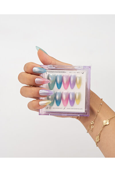 Takma Takma S Beden 10'lu Renkli Uzun Badem TT1411 Tekrar Kullanılabilir Prot...