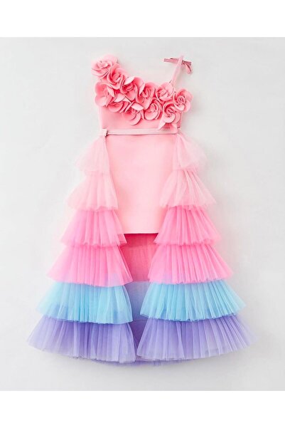 Laviella Kids Couture Kız Çocuk Somon Renk Tak Çıkar Kuyruk Detaylı Tasarım E...