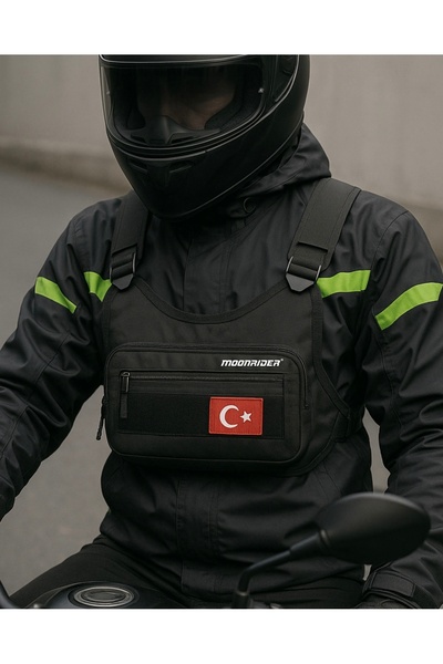 Moonrider Reflektörlü Motosiklet Göğüs Çantası Yelek Tipi Geniş Hacimli premium unisex motorcu & koşu çantası