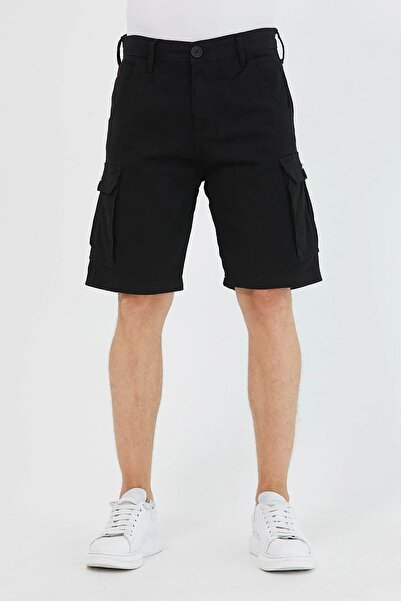 DAMGA JEANS Ανδρικό σορτς Capri Pocket Cargo Slim Fit μαύρο
