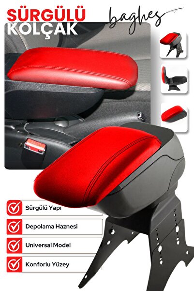 Baghes Üniversal Sürgülü Oto Araç Kol Dayama – Kırmızı Araba Kolçak