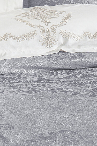 NAKIŞHAN Liza Double Dowry Bed Sleeping Set Package-Gray 10 Pieces