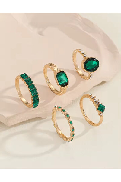 Girift Vintage Carved Crystal Stone Ring Set