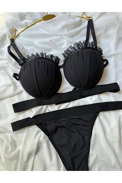 Mesode İstiridye Model Tam Dolgulu Destekli Sütyen Külot Takım - Kadın İç Giyim