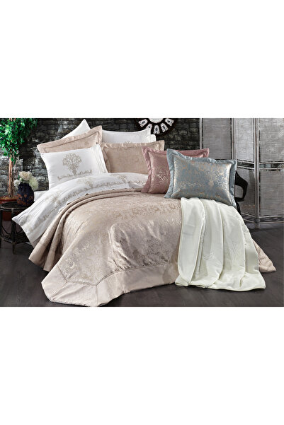 NAKIŞHAN Diva Double Dowry Bed Sleeping Set Package-Gold 10 Pieces