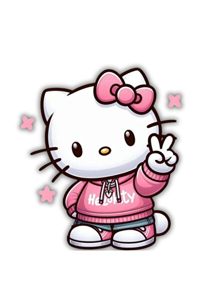 ERİSTAKI Hello Kitty Ahşap Duvar Posteri – Duvar Süsü-Hediyelik Poster 6