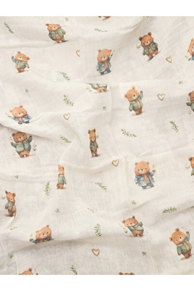 Kai Baby Mr. Bear 100% Organic Cotton Double Layer Muslin Mouth Wipe