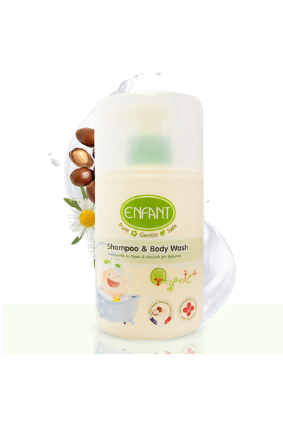 ENFANT EF Organic Plus Baby Shampoo And Body Wash 300ML Pump Gentle To Clean & Nourish pH Balance