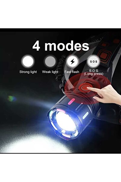 goldixpir Profesyonel avcı kamp kafa lambası zomlu şarj edilebir pilli