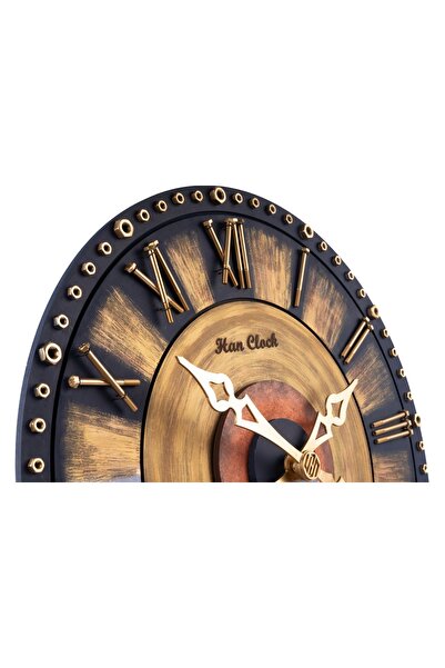 Han Clock 3D Ahşap Duvar Saati (Çelik Civatalı) 60cm