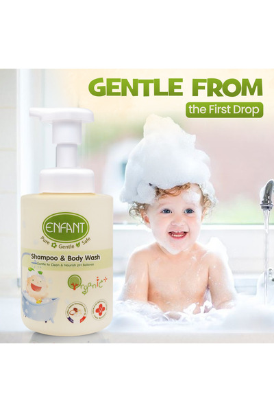 ENFANT EF Organic Plus Baby Shampoo And Body Wash 300ML Pump Gentle To Clean & Nourish pH Balance