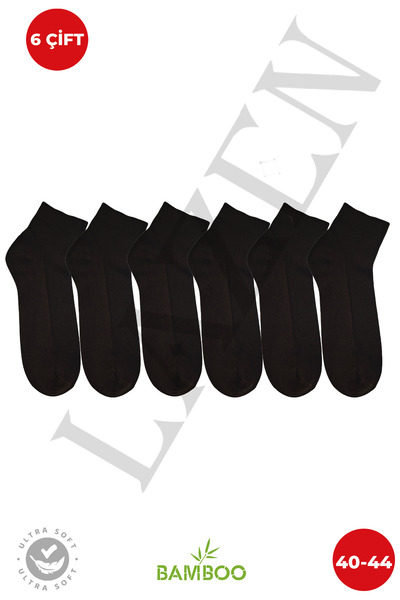 Lazen Lakos Patterned Men's Bamboo Booties Socks - 6 Pair Set - Soft and Flexible Structure - Comfort - Brown