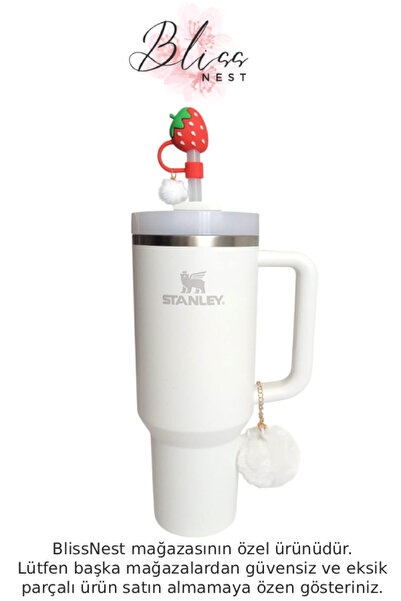 Stanley Çilek Figürlü Pipet Kapağı ve Ponpon Charm Seti – Termos Aksesuarı