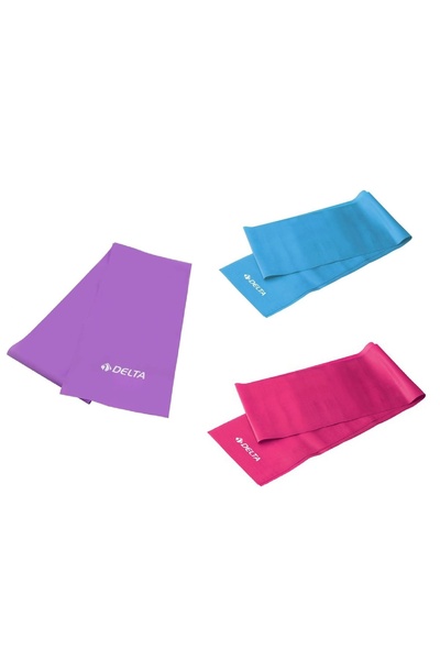Delta 3-Piece Pilates Band Plates Exercise Resistance Rubber Set (End Open) Light Medium Hard