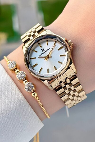 Daniel Klein Gold Renk Hediye Paketli Kadın Kol Saati ve Bileklik