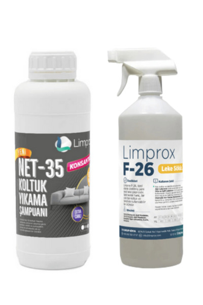 Limprox Net-35 Halı Koltuk Köpüksüz Deterjanı Şampuanı Ilacı 1 Litre - F-26 Genel Leke Çıkarıcı 1 Litre