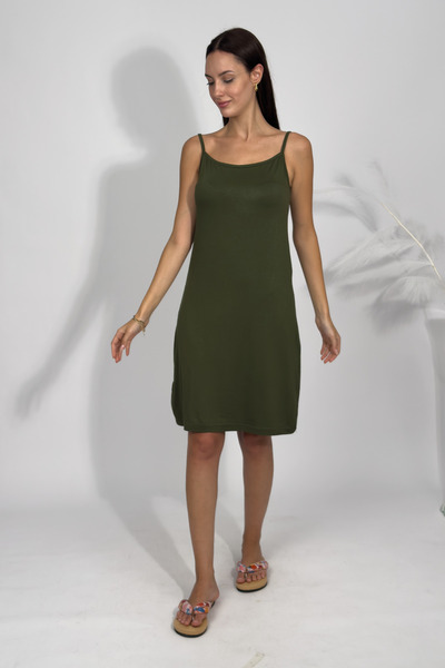 Betimoda Women's Cotton Combed Viscose String Strap Underwear Tunic Green