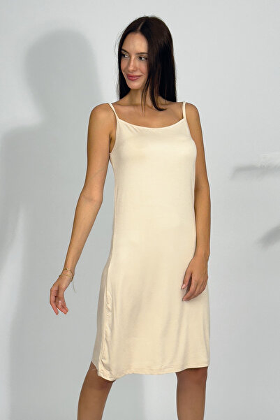 Betimoda Women's Cotton Combed Viscose String Strap Underwear Tunic Beige