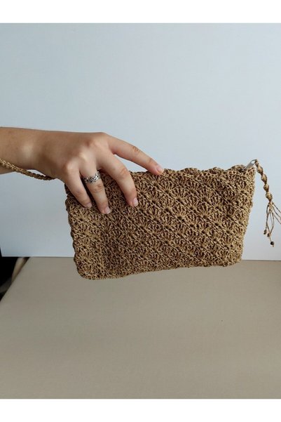 Butik Straw, Paper Rope Hand Knitted Bag, Clutch, Portfolio, Handbag