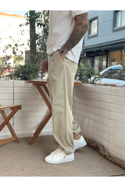 manch collection Paçası Ayarlanabilir Gabardin Pantolon