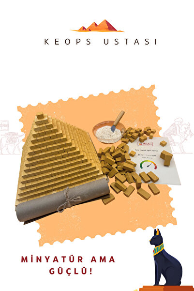 MinArc Minyatür Piramit İnşaat Seti | El Yapımı Maket & Dekoratif & Mini sarı tuğlalar