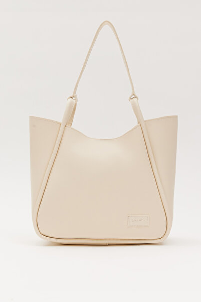 Shanta Krem D30 Çıtçıtlı Tek Askılı Modern Geniş Hacimli Günlük, İş ve Okul K...