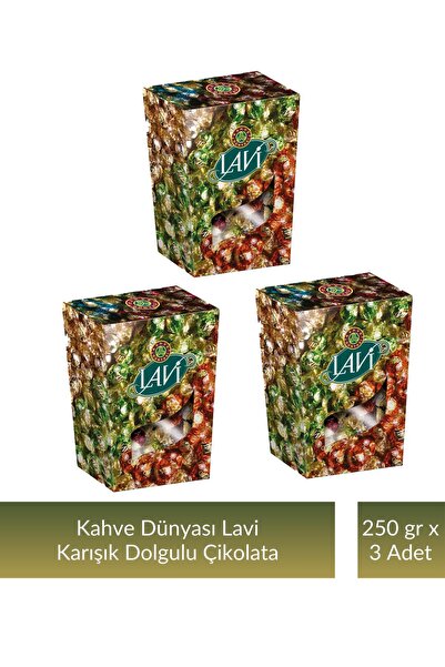 Kahve Dünyası Kahve Dünyası Lavi Karışık Dolgulu Çikolata 250 gr x 3 Adet