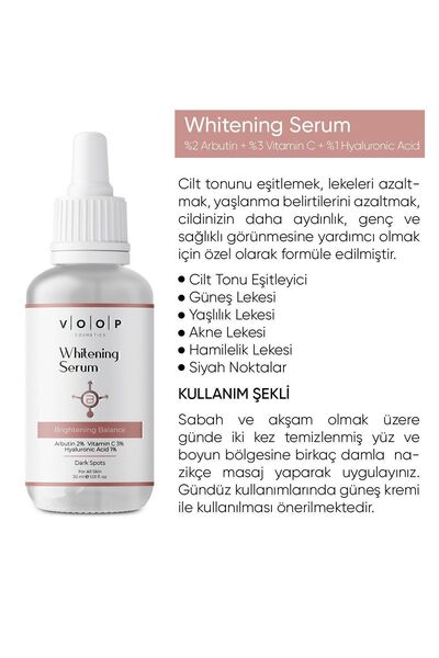 VOOP Cilt Beyazlatıcı Aydınlatıcı Leke Karşıtı Bakımı Serum %2 Arbutin %3 Vitamin C %1 Hyaluronik