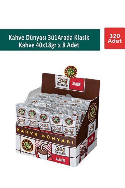 Kahve Dünyası Kahve Dünyası 3ü1 Arada Klasik Kahve 40 x 18gr x 8 Adet