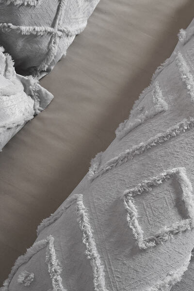 Doqu Home Bohera Tek Kişilik Yatak Örtüsü Açık Gri