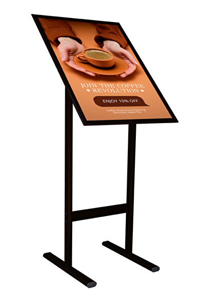 DESMARK A3(29.7x42) Siyah T Ayaklı Menü ve Reklam Panosu Ayaklı Poster Pano