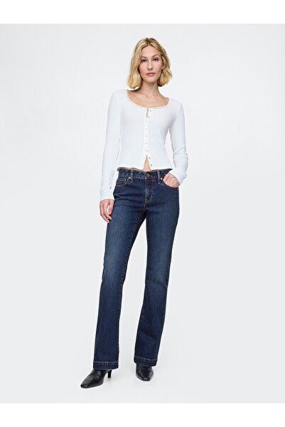 GAP Kadın Koyu Mavi Low Rise Bootcut Jean Pantolon