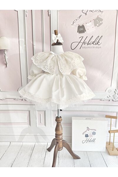 Hobidik Βρεφικό κοριτσάκι Παιδική Κρέμα Daisy Cloak Χνουδωτό Φόρεμα από Τούλι