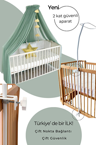 PAMUKA Bebek Beşik Cibinliği Tül Sineklik Sage Green