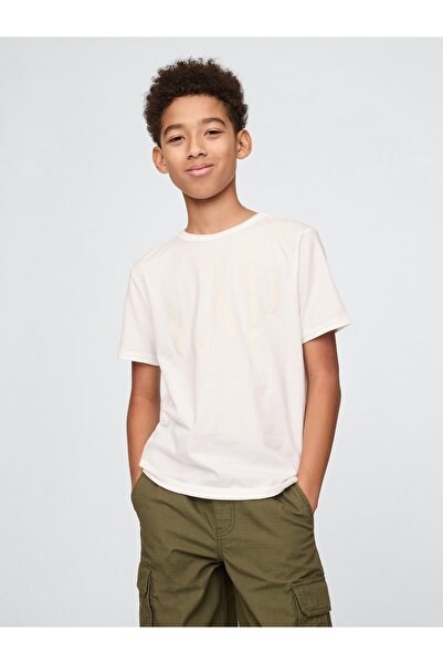 GAP Erkek Çocuk Kırık Beyaz Gap Logo T-Shirt