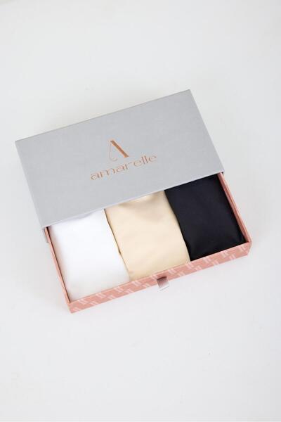 Amarelle Set de chiloți brazilian din dantelă, fără sudură, negru, alb, 3 piese Eve Ten