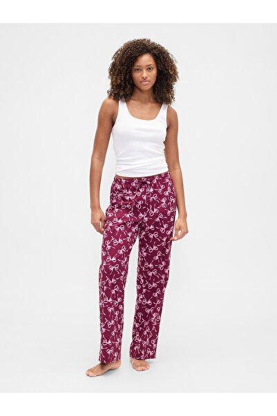 GAP Kadın Pembe Desenli Poplin Pijama Altı