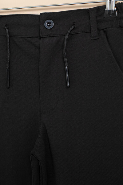 Cansın Mini Black Boy's Double Leg Basic Fabric Trousers with Elastic Waist 21420
