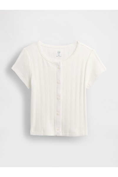 GAP Kız Bebek Beyaz Pointelle Fitilli Üst