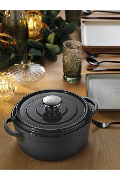 OLİKA Iron 28cm Demir Döküm Tencere Gri