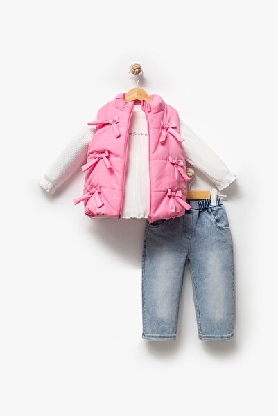 Jikko Baby 3-Piece Baby Girl Set with Bow and Inflatable Vest 9072