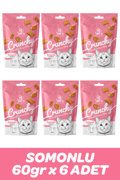 Vet's Plus Crunchy Somonlu ve Catnipli Kedi Ödülü 60gr (6 Adet)