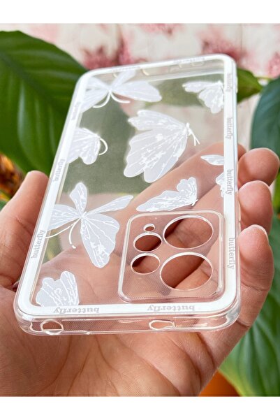 Fibaks Redmi Note 12 4g Case Designed Patterned Camera Protection Transparent Butterfly Flexible Soft Silicone Cover