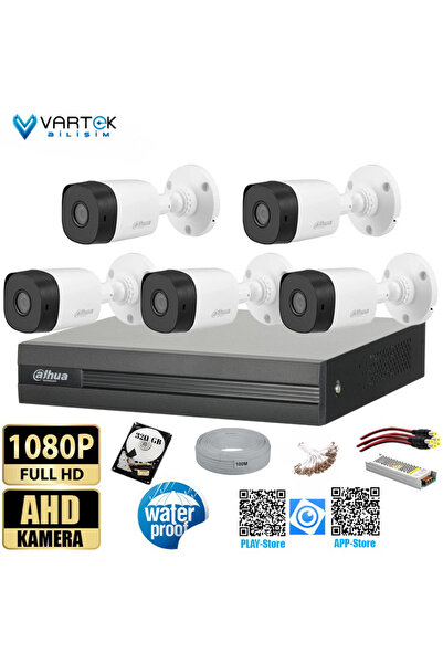DAHUA 5 Kameralı 320GB Harddiskli 30m Gece Görüşlü Full HD Güvenlik Kamera Seti Full Set