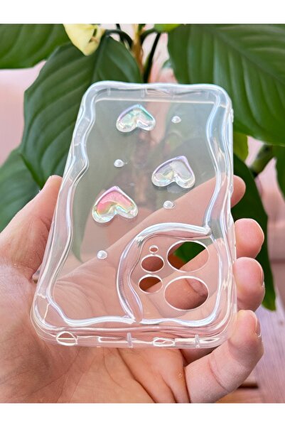 Fibaks Xiaomi Redmi Note 12 4g Case 3D Heart Pearl Design Patterned Camera Protection Transparent Silicone Cover