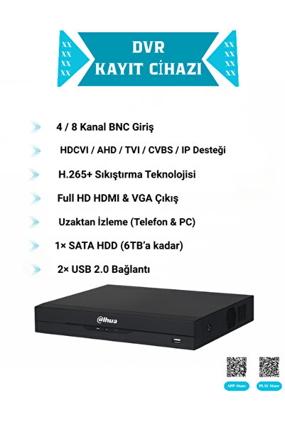DAHUA 4 Kameralı 500GB Harddiskli 30m Gece Görüşlü Full HD Güvenlik Kamera Seti Her Şey dahil set al kur