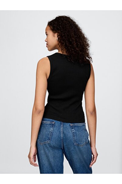 GAP Kadın Siyah Fitilli Halter Yaka Atlet