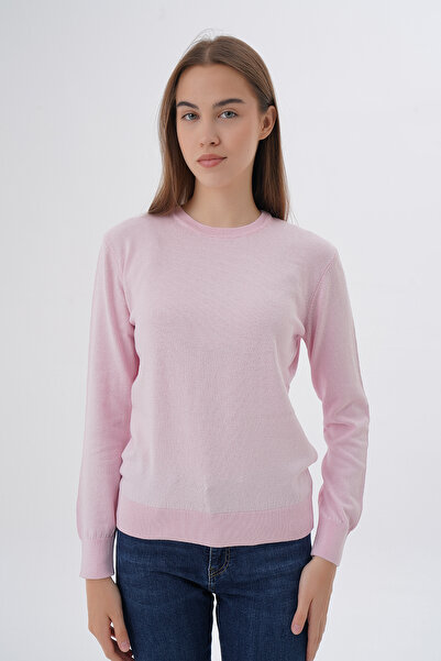 Trist Star Pudra %100 Organik Pamuk Bisiklet Yaka Triko Kazak Bluz Trıst-6101