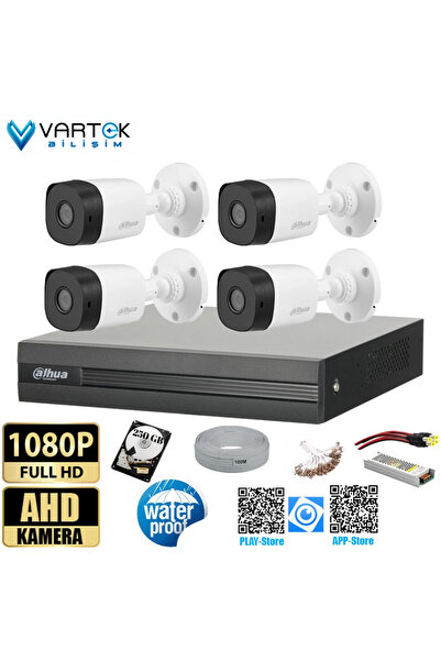 DAHUA 4 Kameralı 500GB Harddiskli 30m Gece Görüşlü Full HD Güvenlik Kamera Seti Her Şey dahil set al kur